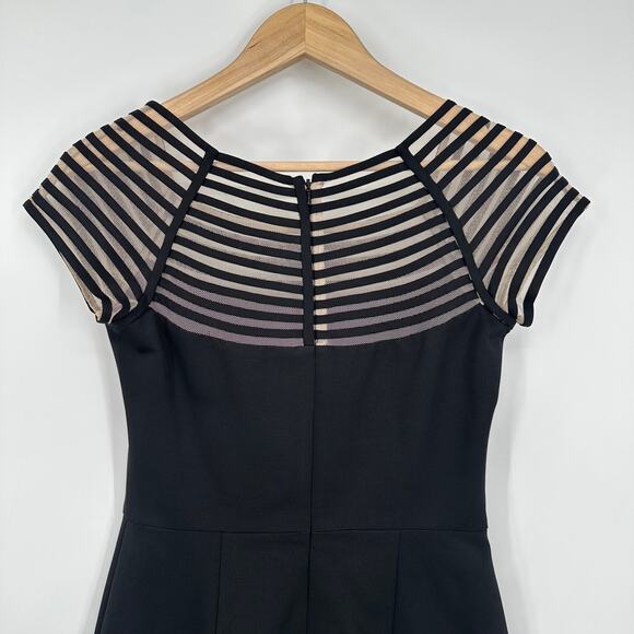 Lela Rose Silk Blend Sheath Dress Mesh Illusion Formal Cocktail Mini Knee Length - Picture 6 of 11